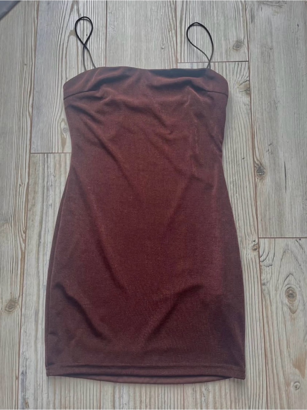 Strapless sequin Dress in Deep Brown